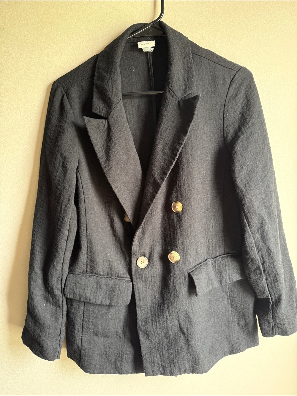 a new day Black Double-Breasted Blazer with Gold Buttons